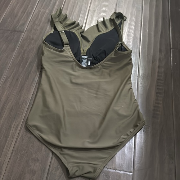DKNY DARK GREEN SWIM ONE PIECE WOMENS SZ 10 - Picture 4 of 4